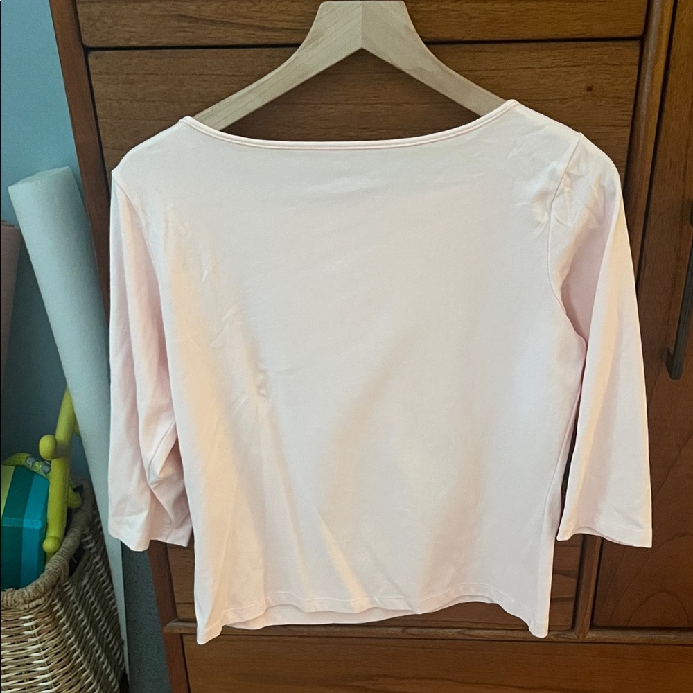Talbots Soft Pink Long Sleeve Tee - Picture 3 of 3